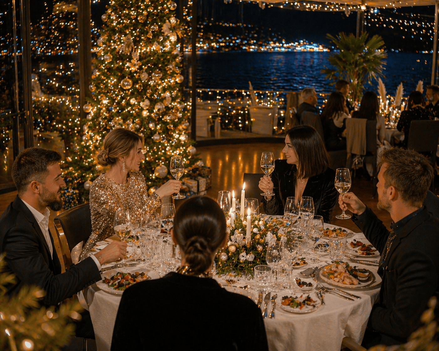 Новогодний вечер в ресторане у моря в Сочи